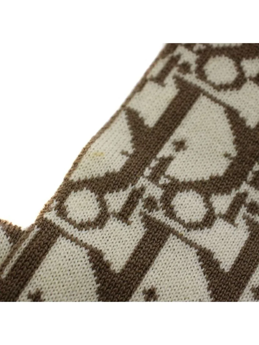 Dior Scarf Shawl All Over Print Wool Ivory Brown